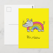 Carte Postale Rhino Rainbow Cute Kids Rhinoceros (Devant / Derrière)