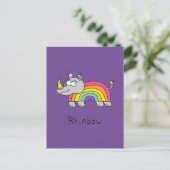 Carte Postale Rhino Rainbow Cute Kids Rhinoceros (Debout devant)
