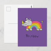 Carte Postale Rhino Rainbow Cute Kids Rhinoceros (Devant / Derrière)