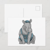 Carte Postale Rhinocéros artisan avec clé à écrou (Devant / Derrière)