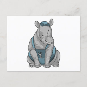 Carte Postale Rhinocéros artisan avec clé à écrous