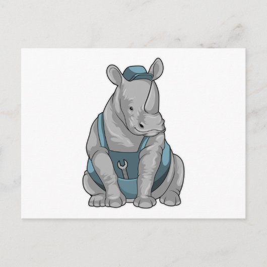 Carte Postale Rhinocéros artisan avec clé à écrous (Devant)