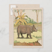 Carte Postale Rhinoceros Dessin de livre (Devant / Derrière)