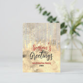 Carte Postale Rhinocéros d'or chic goutte Noël Nouvel An (Debout devant)