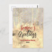 Carte Postale Rhinocéros d'or chic goutte Noël Nouvel An (Devant / Derrière)