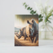 Carte Postale Rhinocéros Majestueux : Une Grâce des Champs (Debout devant)