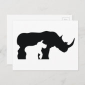 Carte Postale Rhinocéros noir et blanc (Devant / Derrière)