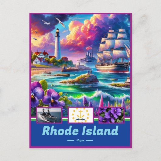 Carte Postale Rhode Island Élégance côtière Pittoresque (Devant)