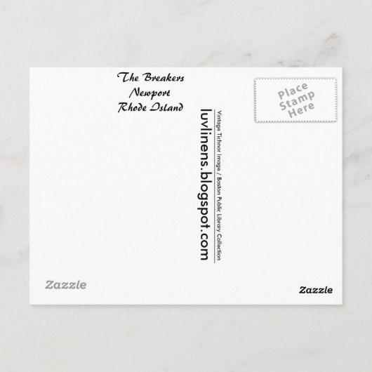 Carte Postale Rhode Island, Les Breakers, Newport (Dos)