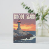 Carte Postale Rhode Island Lighthouse Sunset (Debout devant)