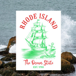 Carte Postale Rhode Island Voyage Nautique Océan État Établie en