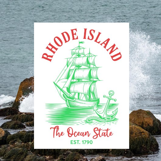 Carte Postale Rhode Island Voyage Nautique Océan État Établie en