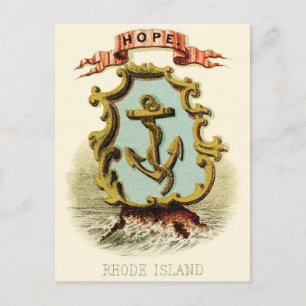 Carte Postale Rhode Island Voyage Vintage - Armoiries de l'État