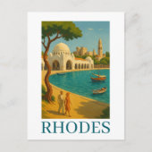 Carte Postale Rhodes Grèce Art Vintage voyage (Devant)