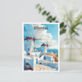 Carte Postale Rhodes Grèce Vintage voyage d'art (Debout devant)
