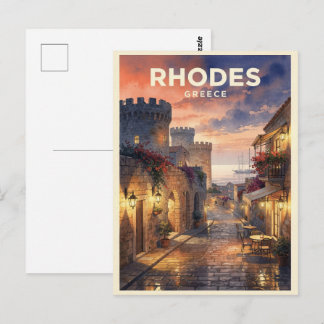 Carte Postale Rhodes Grèce Voyage Rétro