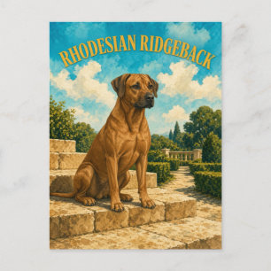 Carte Postale Rhodesian Ridgeback, Art Chien Aquarelle Vintage