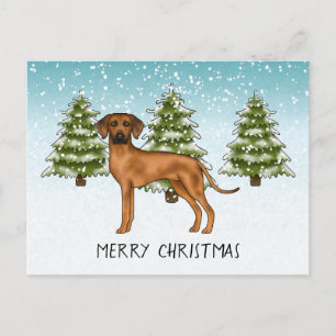Carte Postale Rhodesian Ridgeback avec texte Forêt enneigée en h