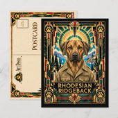 Carte Postale Rhodesian Ridgeback, Chien Art Déco (Devant / Derrière)