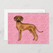 Carte Postale Rhodesian Ridgeback Chien Love Coeur Motif rose (Devant / Derrière)