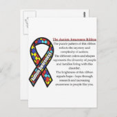 Carte Postale Ribbon de l'autisme (Devant / Derrière)