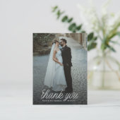 Carte Postale Ribbon Script Minimalist Wedding Photo (Debout devant)
