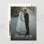 Carte Postale Ribbon Script Minimalist Wedding Photo (Devant / Derrière)