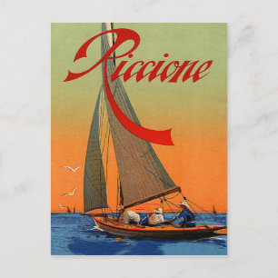 Carte Postale Riccione, Rimini, Italie, voilier, vintage