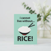 Carte Postale Rice Bowl Je ne peux pas vivre sans riz (Debout devant)