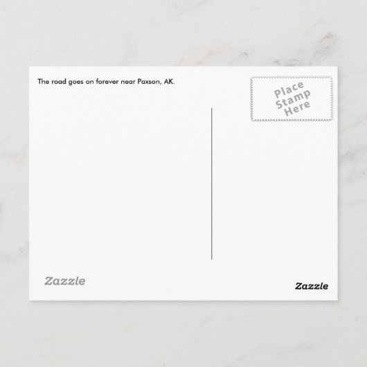 Carte Postale Richardson Highway, Alaska (Dos)