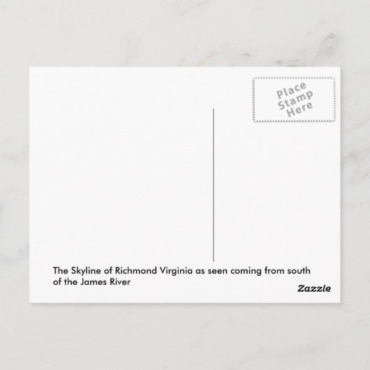 Carte Postale Richmond VA Skyline (Dos)