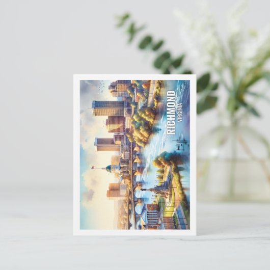 Carte Postale Richmond Virginia USA Famous Place aquarelle (Debout devant)