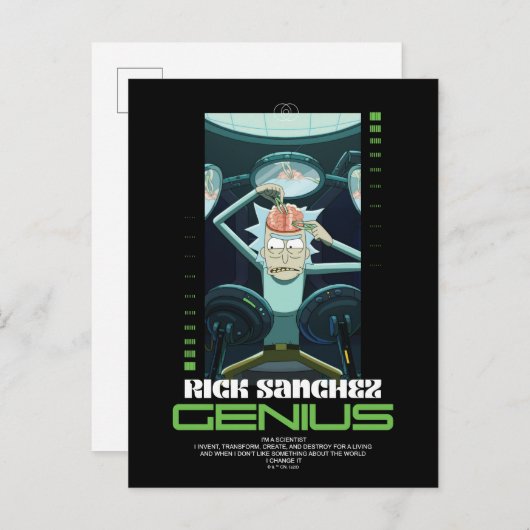 Carte Postale Rick Sanchez Genius Citation Graphique (Devant / Derrière)