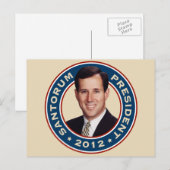 Carte Postale Rick Santorum à la présidence 2012 (Devant / Derrière)