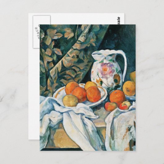 Carte Postale Rideau de vie fixe de Cezanne, Pitcher à fleurs, F (Devant / Derrière)