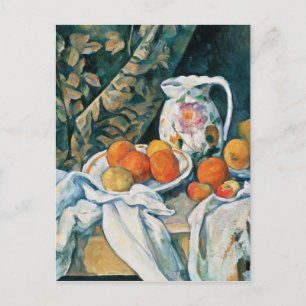 Carte Postale Rideau de vie fixe de Cezanne, Pitcher à fleurs, F