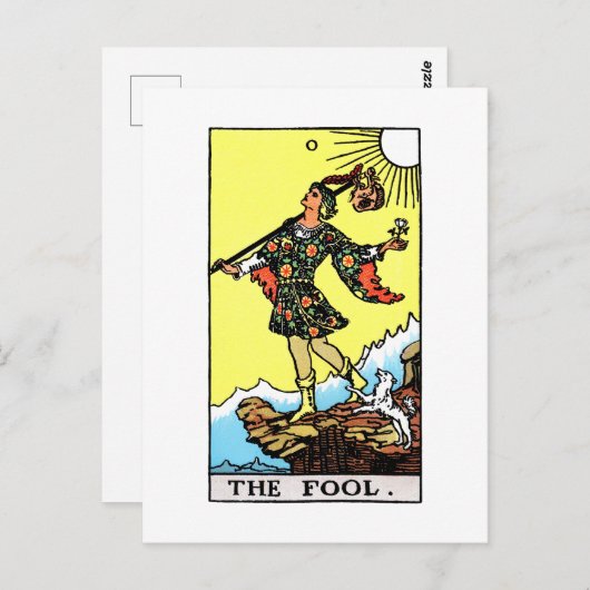 Carte Postale Rider Waite Tarot Major Arcana L'idiot (Devant / Derrière)