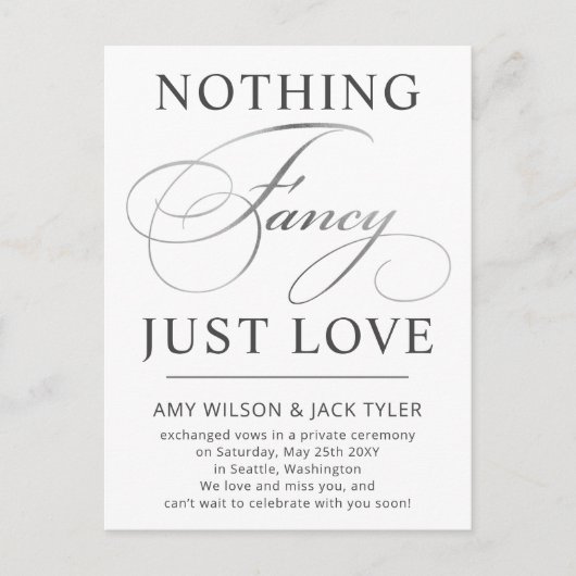 Carte Postale Rien De Fancy Just Love Mariage Faire-part Postc (Devant)