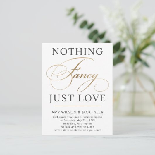 Carte Postale Rien De Fancy Just Love Mariage Faire-part Postc (Debout devant)