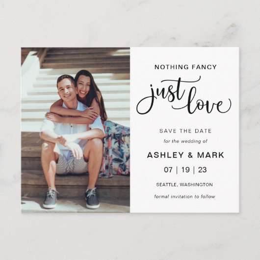 Carte Postale Rien De Fancy Just Love Photo Mariage Enregistrer  (Devant)