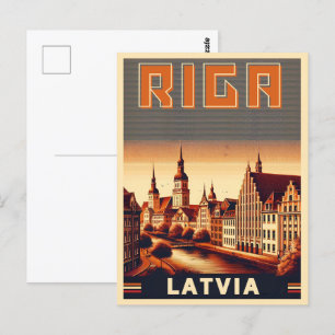 Carte Postale Riga City, Lettonie culture baltique cadeaux vinta