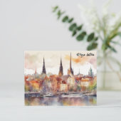 Carte Postale Riga, Lettonie Aquarelle Ville Vue (Debout devant)