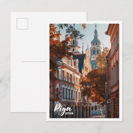 Carte Postale Riga Lettonie Art Voyage célèbre place (Devant / Derrière)
