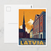 Carte Postale Riga Lettonie Vieille Ville Rétro (Devant / Derrière)