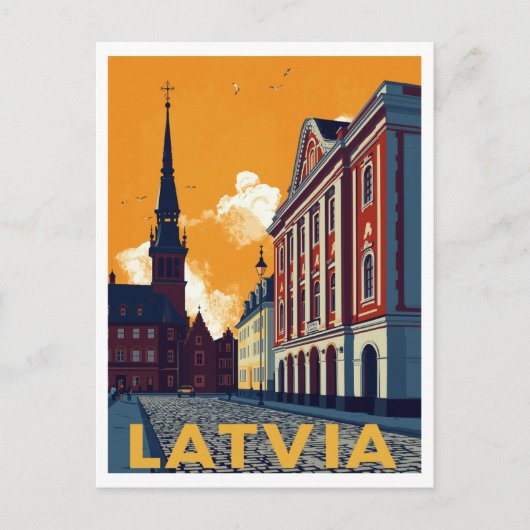 Carte Postale Riga Lettonie Vieille Ville Rétro (Devant)