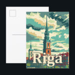 Carte Postale Riga Lettonie Vintage Retro Illustration Voyage<br><div class="desc">Riga Lettonie Vintage Retro Illustration Voyage</div>