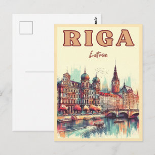 Carte Postale Riga Ville, Lettonie culture balte cadeaux vintage