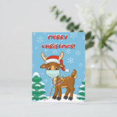 Carte Postale Rinder Portant Un Masque Pour Noël (Debout devant)