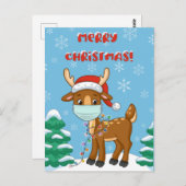 Carte Postale Rinder Portant Un Masque Pour Noël (Devant / Derrière)