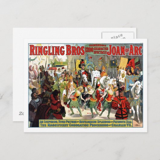 Carte Postale Ring Brothers Circus Joan of Arc Spectaculaire (Devant / Derrière)